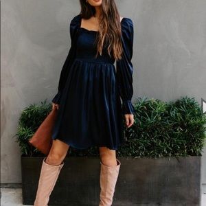 Blue satin material Vici dress